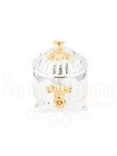 Bakır Ayaklı Kapaklı Şekerlik Meyvelik Sunumluk Lokumluk Dekoratif Obje Söz Nişan Çikolatalık Sandra - 11