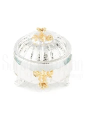 Bakır Ayaklı Kapaklı Şekerlik Meyvelik Sunumluk Lokumluk Dekoratif Obje Söz Nişan Çikolatalık Sandra - 12