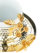 Altın Güllü Dikdörtgen Tepsi + 6'lı Nescafe Fincanı Nikel - 3