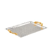 Altın Güllü Dikdörtgen Tepsi + 6'lı Nescafe Fincanı Nikel - 4