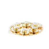 Nikel Tüylü Yuvarlak Tepsi + 6'lı Kahve Fincanı Altın thumbnail 1