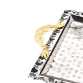 Altın Tüylü Dikdörtgen Tepsi + 6'lı Kahve Fincanı Siyah thumbnail 4