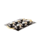 Altın Tüylü Dikdörtgen Tepsi + 6'lı Kahve Fincanı Siyah thumbnail 1