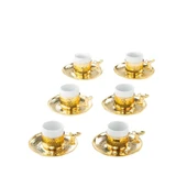 Bakır Kahve Fincanı Porselen Kahve Fincanı Atlı Kahve Fincanı 6'lı Kahve Fincanı Altın thumbnail 1