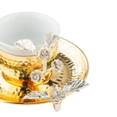 Bakır Kahve Fincanı Porselen Kahve Fincanı Nikel Güllü Kahve Fincanı Altın thumbnail 2