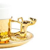 Bakır Kahve Fincanı Porselen Kahve Fincanı Atlı Kahve Fincanı 6'lı Kahve Fincanı Altın thumbnail 3