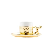 Bakır Kahve Fincanı Porselen Kahve Fincanı Atlı Kahve Fincanı 6'lı Kahve Fincanı Altın thumbnail 2