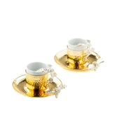 NİKEL GÜLLÜ 2'Lİ KAHVE FİNCANI ALTIN - 2