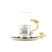 Altın Japon Gülü Çizgili Çay Bardağı Nikel - 1