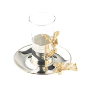 Altın Japon Gülü Çizgili Çay Bardağı Nikel - 2