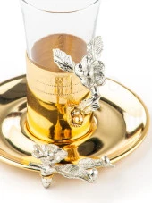 Nikel Japon Gülü Çizgili Çay Bardağı Altın - 3