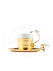 Nikel Japon Gülü Çizgili Kahve Fincanı Altın thumbnail 1