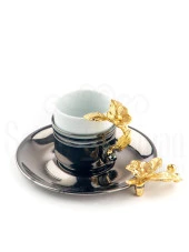 Altın Japon Gülü Çizgili Kahve Fincanı Siyah thumbnail 2