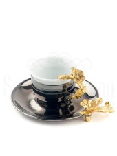 Altın Japon Gülü Çizgili Kahve Fincanı Siyah thumbnail 2