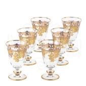 Bardak Cam Bardak Ayaklı Bardak Hediyelik Pantoğraf Sofia Ayaklı Bardak İç Yaldız Altın - 1