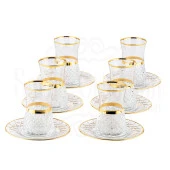 Bardak Çay Bardağı Çay Seti Çay Takımı Lux Baklava Heybeli Çay Seti Bel Yaldız Altın - 1