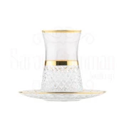 Bardak Çay Bardağı Çay Seti Çay Takımı Lux Baklava Heybeli Çay Seti Bel Yaldız Altın - 2