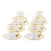 Bardak Çay Bardağı Çay Seti Çay Takımı Lux Baklava Kulplu Çay Seti Bel Yaldız Altın - 1