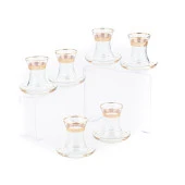 Çay Seti Çay Bardağı Takımı 6 Kişilik Granür Modeli Altın Renk - 1