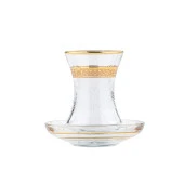 Çay Seti Çay Bardağı Takımı 6 Kişilik Granür Modeli Altın Renk - 2