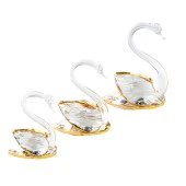 Cam Biblo Dekoratif 3'lü Kuğu Altın Renk - 1