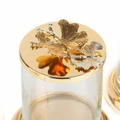 Cam Kavanoz 3'lü Sıvama Ayaklı Altın Renk - 3