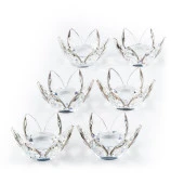 Çay Seti Cam El Dekor Nilüfer Model Gümüş Renk Yaldızlı - 4