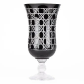 Safir Büyük Cam Vazo, Hasır Desenli Cam Vazo, Siyah Cam Vazo, Çiçek Güzeli Cam Vazo - 1