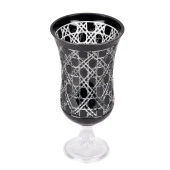 Safir Büyük Cam Vazo, Hasır Desenli Cam Vazo, Siyah Cam Vazo, Çiçek Güzeli Cam Vazo - 2