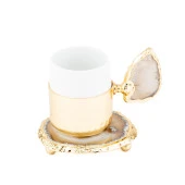 6'lı Kahve Seti Doğal Taşlı Kahve Seti Altın thumbnail 4