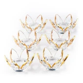 Çay Seti Cam El Dekor Nilüfer Model Altın Yaldızlı - 3