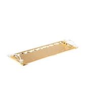 Nikel Japon Gülü Baton Tepsi + 4'lü Çizgili Kahve Fincanı Altın thumbnail 3