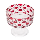 Kase Ayaklı Kase Cam Kase Sunumluk Hasır Desen Sandra 19 cm Kırmızı - 2