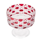 Kase Ayaklı Kase Cam Kase Sunumluk Hasır Desen Sandra 19 cm Kırmızı - 3