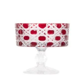 Kase Ayaklı Kase Cam Kase Sunumluk Hasır Desen Sandra 19 cm Kırmızı - 1