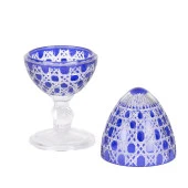 Cam Yumurta Şekerlik Drajelik El Kesme Mavi Renk - 2