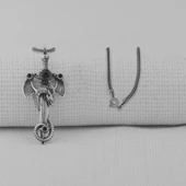 Ejderha Şovalye Kılıcı Tasarımlı Siyah Zirkon Taşlı 925 Ayar Gümüş Kolye thumbnail 2