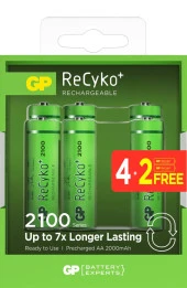 GP AA 2000 mAh Pro Şarjlı Kalem Pil 4+2li Paket Paket GP210AAHCBR21-2GVPTLB6 - 1