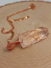 Kristal Kuvars Bakır Malzemeli El Örgüsü Özel Pandül Sarkaç (Kolye Ucu) thumbnail 3