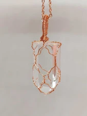 Kristal Kuvars Bakır Malzemeli El Örgüsü Özel Pandül Sarkaç (Kolye Ucu) thumbnail 5