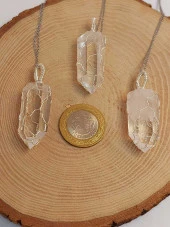 Kristal Kuvars Metal Malzemeli El Örgüsü Özel Pandül Sarkaç (Kolye Ucu) thumbnail 4