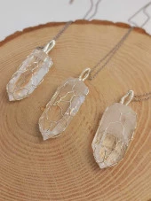 Kristal Kuvars Metal Malzemeli El Örgüsü Özel Pandül Sarkaç (Kolye Ucu) thumbnail 6