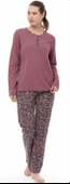 Pijadore Kadın Gülkurusu Mevsimlik Pamuklu Uzun Kollu Pijama Takımı 1559 - 3