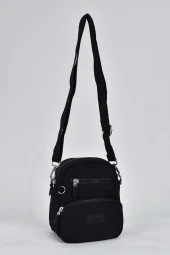 Elatae Su Geçirmez Krinkıl Kumaş Kadın Çok Gözlü Çapraz Çanta Siyah 17289 thumbnail 2