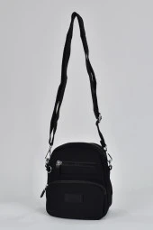 Elatae Su Geçirmez Krinkıl Kumaş Kadın Çok Gözlü Çapraz Çanta Siyah 17289 thumbnail 3