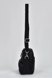 Elatae Su Geçirmez Krinkıl Kumaş Kadın Çok Gözlü Çapraz Çanta Siyah 17289 thumbnail 4