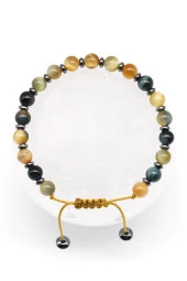 Kaplan Gözü Doğal Taş Makrome Örme Bileklik thumbnail 1