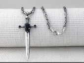 Şovalye Kılıcı Siyah Zirkon Taşlı Kral Zincirli 925 Ayar Gümüş Kolye thumbnail 4