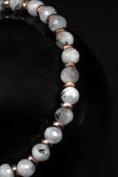 Ay Taşı Doğal Taş Makrome Örme Bileklik Fasetli Kesim thumbnail 2