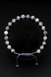 Ay Taşı Doğal Taş Makrome Örme Bileklik Fasetli Kesim thumbnail 1